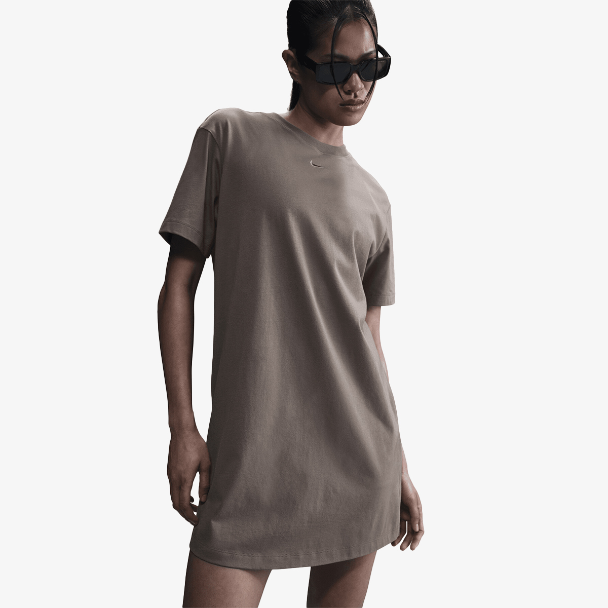nike brown dress NSW Asymmetrical Tank Dress in Earth/Plum – SVRN main image 1