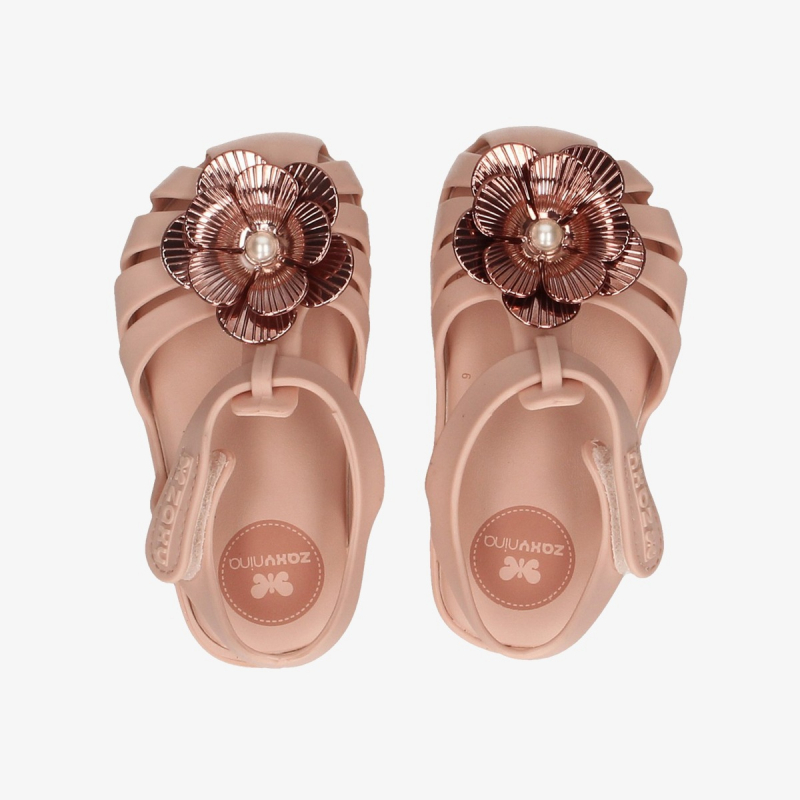 Sandales à Fleurs Zaxy Pour Bébé Fille - Taille 4.5 UK - Rose Foncé - Semelle Douce - Fermeture Velcro