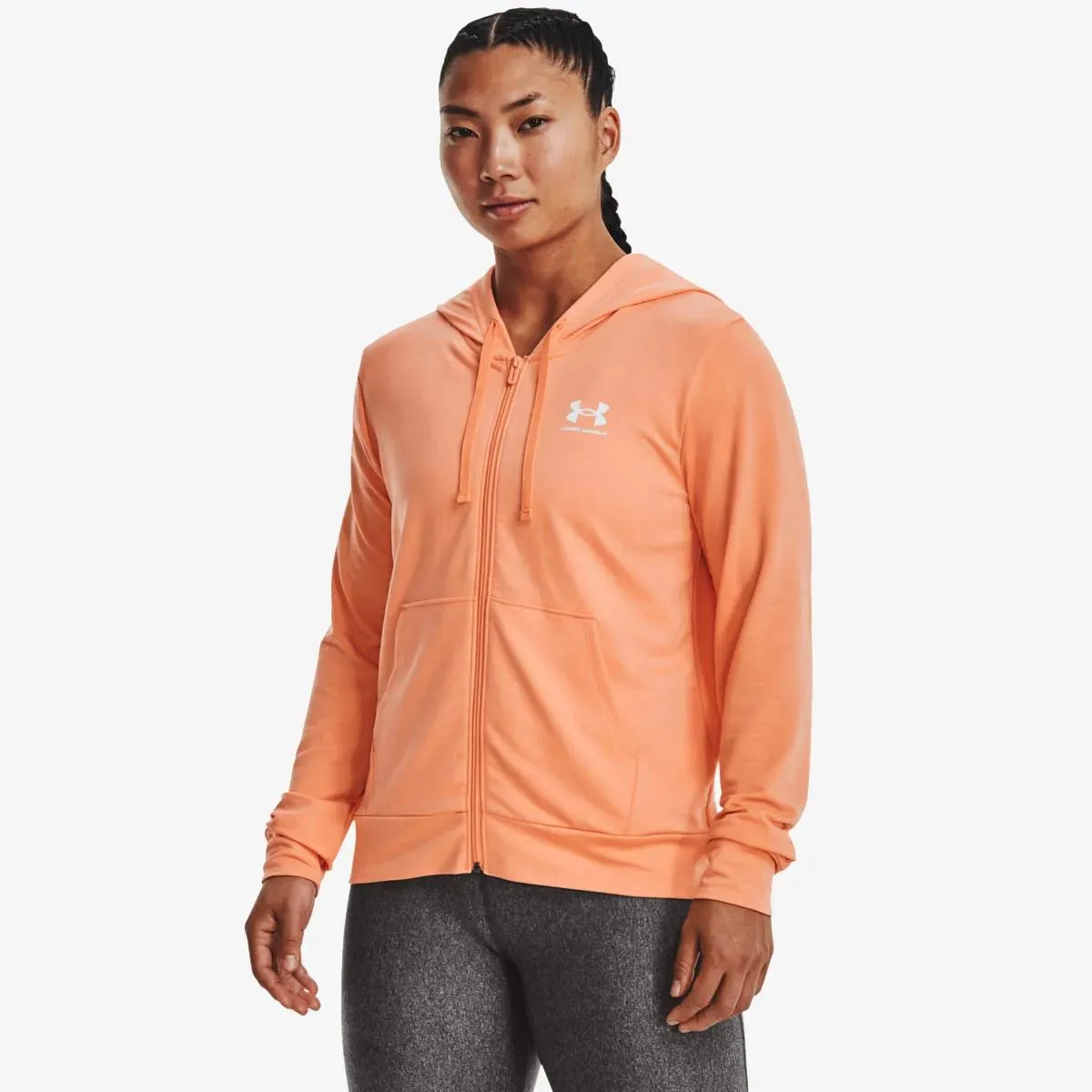 UNDER ARMOUR RIVAL TERRY FZ HOODIE-ORG 
